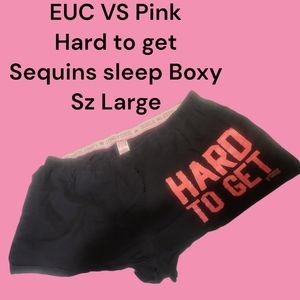EUC VS Pink I only Sleep in Pink w/Pink sequins boxy shorts Sz Large!